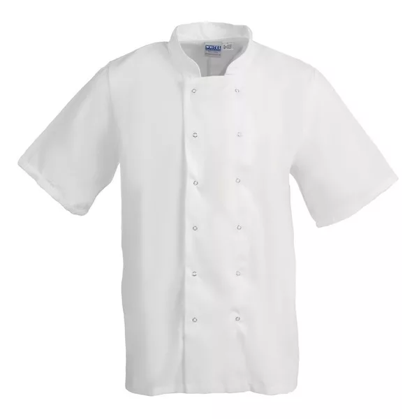 Veste de cuisine mixte blanche manches courtes Boston